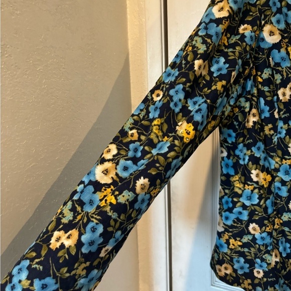 New Liz Claiborne First Issue Lightweight Navy Floral Corduroy Blazer - Picture 6 of 10